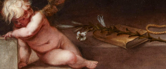 Deatlle de La visión de San Antonio de Padua de Alonso Cano, Caylus