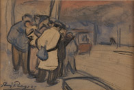 Pablo Picasso, Pintor modernista rodeado de curiosos, 1899. Artur Ramón Art