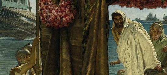 Detalle del The meeting of Antony and Cleopatra, de Lawrence Alma-Tadema. Sotheby's Nueva York