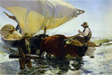 La vuelta de la pesca, 1894, de Joaquín Sorolla; uno de los mejores lienzos salidos de su mano, del Museo D'Orsay