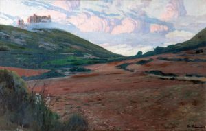 De Santiago Rusiñol, Fernando Durán remató por 80.000 euros, su Atardecer en el Castillo de Sant Pere en Begur, Gerona, que había salido por 72.000 euros