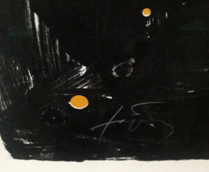 Antoni Tàpies, Personnage assis from Variations, 1984, signature