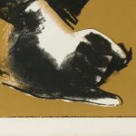 Rafael Canogar, Los fans, 1973, detalle con título, fecha y firma